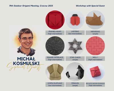 My workshops at Plener Origami (Outdoor Origami Meeting) 2023; graphic design by Natalia Guzowska