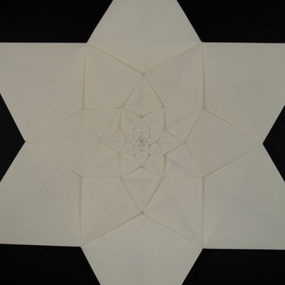 Lucky Star Fractal (level 7), folded from 70 gsm Palatina paper