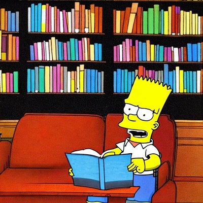Stable-Diffusion-2-generated image for the prompt “bart simpson reading an essay”