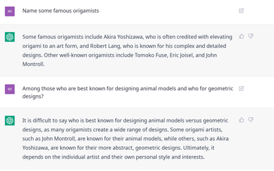 ChatGPT’s interface could be the starting point for the interface of an interactive origami design system