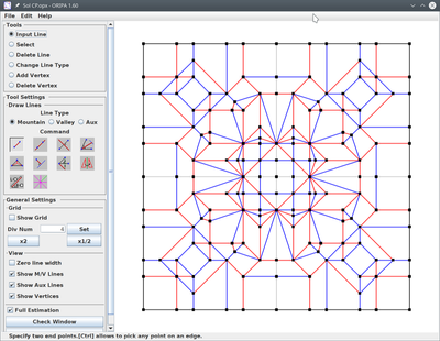 Editing a crease pattern (my Sol model) with Oripa
