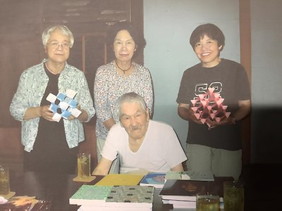 Shuzo Fujimoto (sitting) with editors of his books for Project F, standing from left to right: Taiko Niwa, Satoko Saito, Tomoko Fuse. Picture author unknown, received by me from Satoko Saito, who got it from Taiko Niwa.