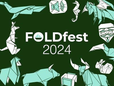 FoldFest 2024 banner: line art of various origami models