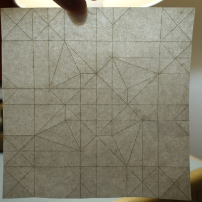 Box with Woven Triangles XVIII (Michał Kosmulski), precreased sheet