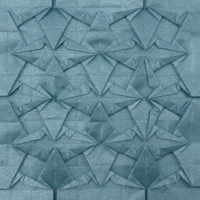 Double Spearhead Tessellation Variants folded from blue Nicolas Terry Tissue Foil