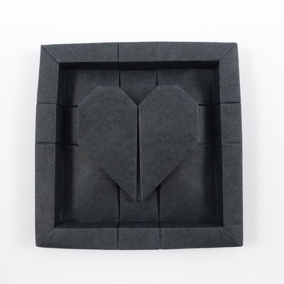 Framed Heart, folded from Goat Skin paper