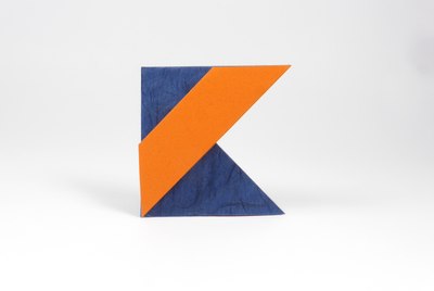 Kotlin Logo, folded from Unryu paper glued onto tissue paper and Tant