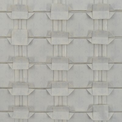 Rhombi Rows Tessellation folded from Rex Sadoch Thermoplast (carta rivesto) paper, back