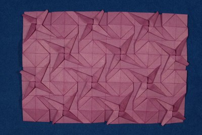 Stars and Squares Tessellation, Elephant Hide colored with inkjet printer