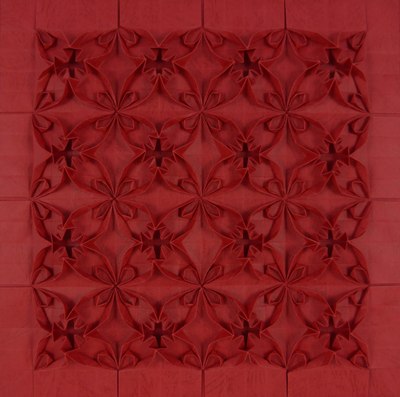 Two-in-one Flower Tessellation folded from Golden River paper