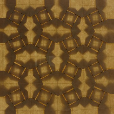 Woven Parallelograms Tessellation (back-lit), folded from Goat Skin paper
