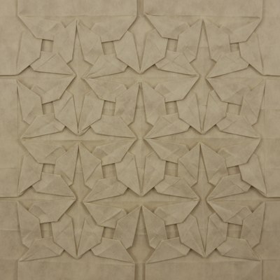 Woven Parallelograms Tessellation (front), folded from Goat Skin paper